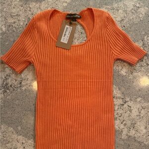 NWT Princess Highway Orange Ribbed Fitted Short Sleeve Tee